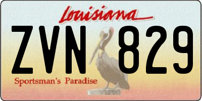 LA license plate ZVN829