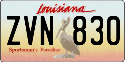 LA license plate ZVN830