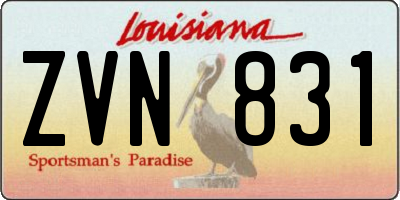 LA license plate ZVN831