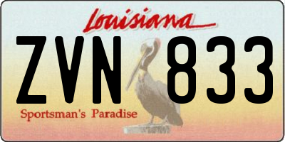 LA license plate ZVN833