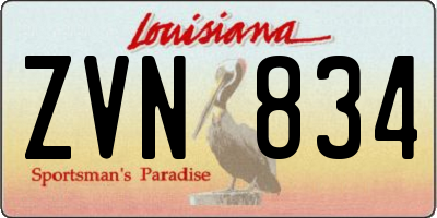 LA license plate ZVN834