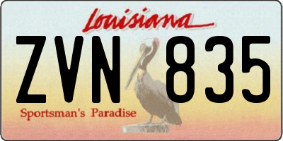 LA license plate ZVN835