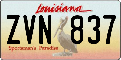 LA license plate ZVN837