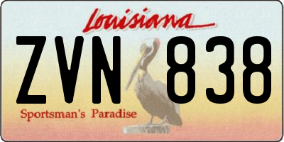 LA license plate ZVN838