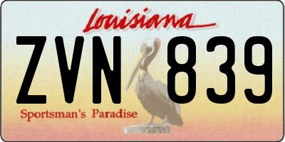 LA license plate ZVN839