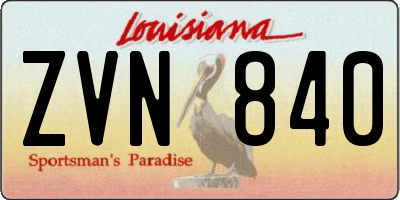 LA license plate ZVN840