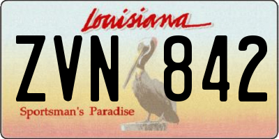 LA license plate ZVN842
