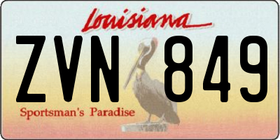 LA license plate ZVN849
