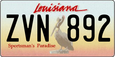 LA license plate ZVN892