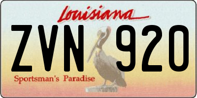 LA license plate ZVN920