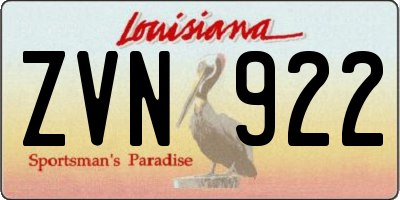 LA license plate ZVN922