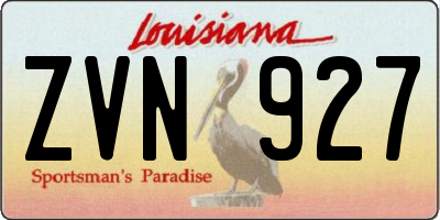 LA license plate ZVN927