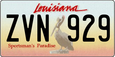 LA license plate ZVN929