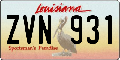 LA license plate ZVN931
