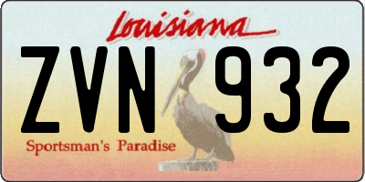 LA license plate ZVN932