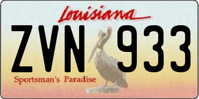 LA license plate ZVN933
