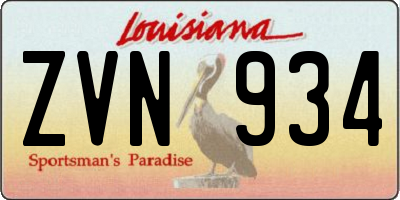 LA license plate ZVN934