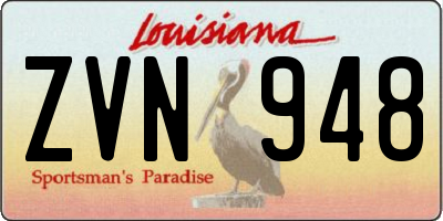 LA license plate ZVN948