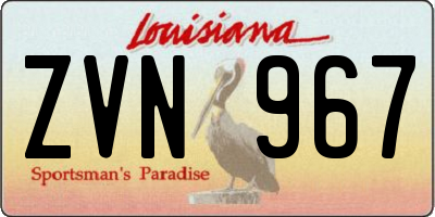 LA license plate ZVN967