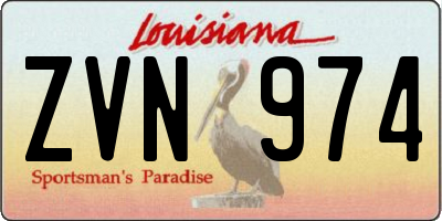 LA license plate ZVN974