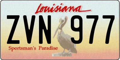 LA license plate ZVN977