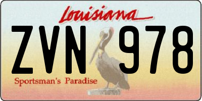 LA license plate ZVN978