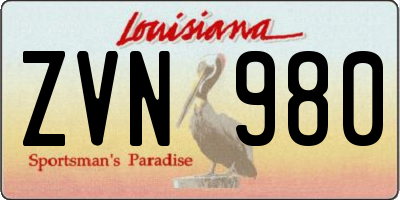 LA license plate ZVN980