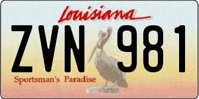 LA license plate ZVN981