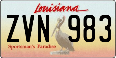 LA license plate ZVN983