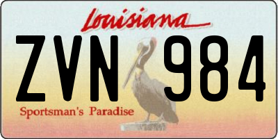 LA license plate ZVN984