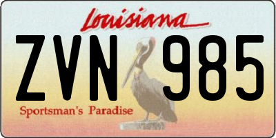 LA license plate ZVN985