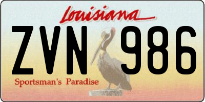 LA license plate ZVN986