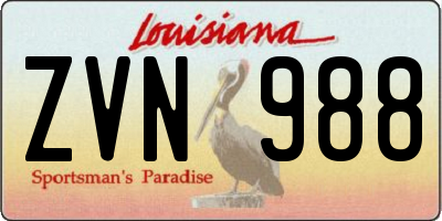 LA license plate ZVN988