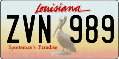 LA license plate ZVN989