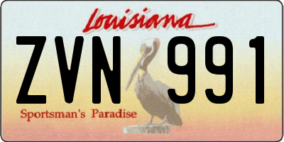 LA license plate ZVN991