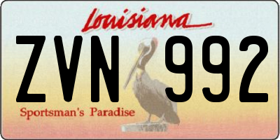 LA license plate ZVN992