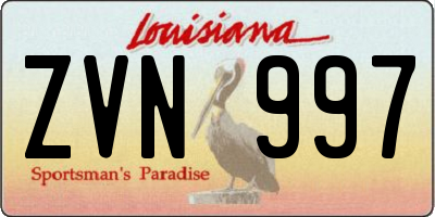 LA license plate ZVN997