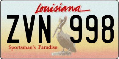 LA license plate ZVN998