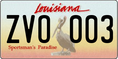 LA license plate ZVO003