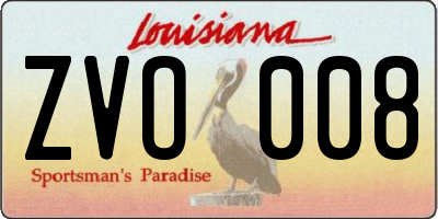 LA license plate ZVO008