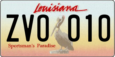 LA license plate ZVO010