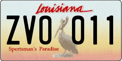LA license plate ZVO011