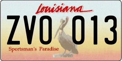 LA license plate ZVO013