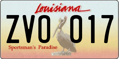 LA license plate ZVO017