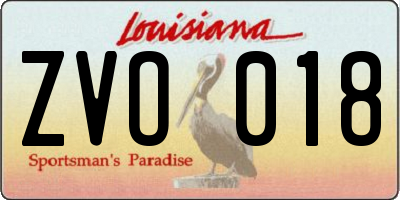 LA license plate ZVO018