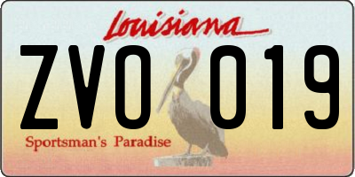 LA license plate ZVO019