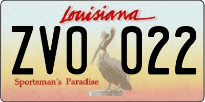 LA license plate ZVO022