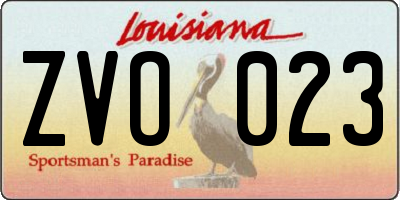 LA license plate ZVO023