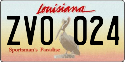 LA license plate ZVO024