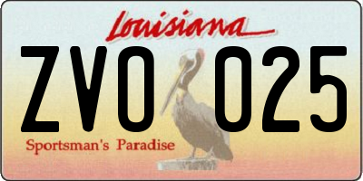 LA license plate ZVO025